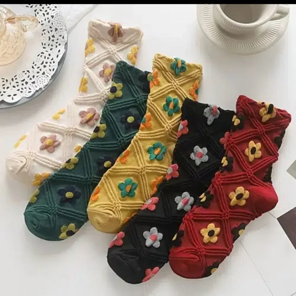 COTTAGECORE Floral Socks Capri Boho Socks